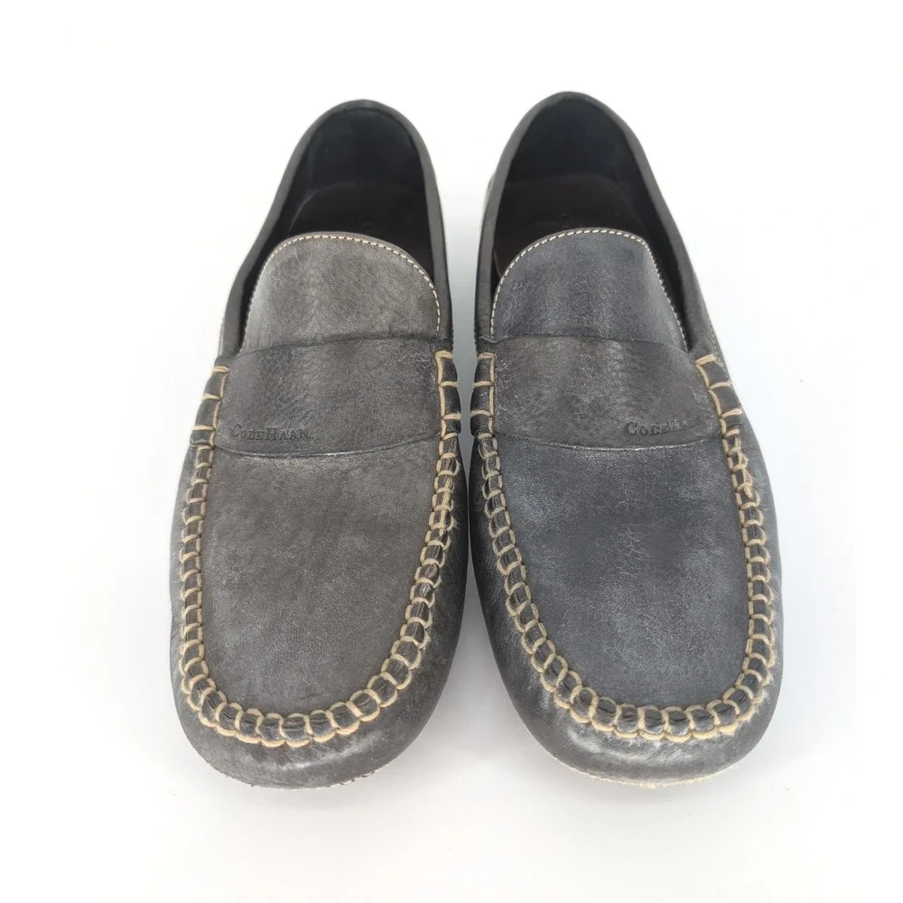 Cole Haan Nike Air Loafers Mens 10.5D Gray Leather Driving Moccasin Classic Prep